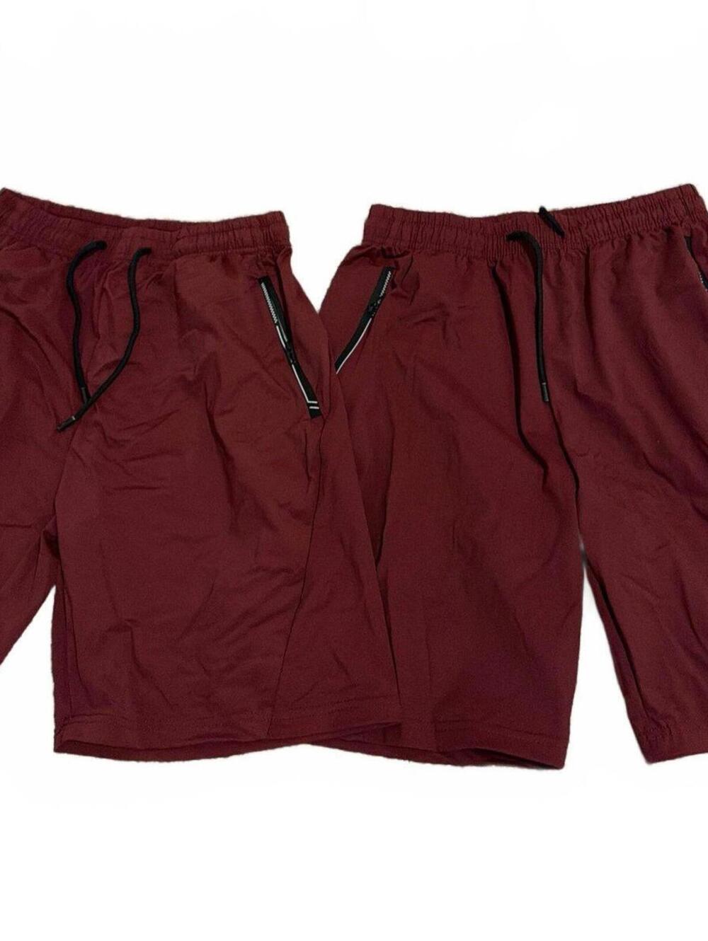 Boys Maroon Athletic Shorts with Zipper Pockets - 11/12 (Large)